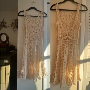 Free People Cream Crochet Swim Coverup